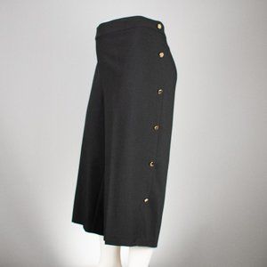 Loft Black Stretch Crop‎ Pants with Button Detail